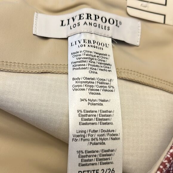 Liverpool burgundy white small checked pull on skirt Size 2 P New - Picture 8 of 9